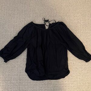 Everlane Black Cotton Blouse with Tie Detail